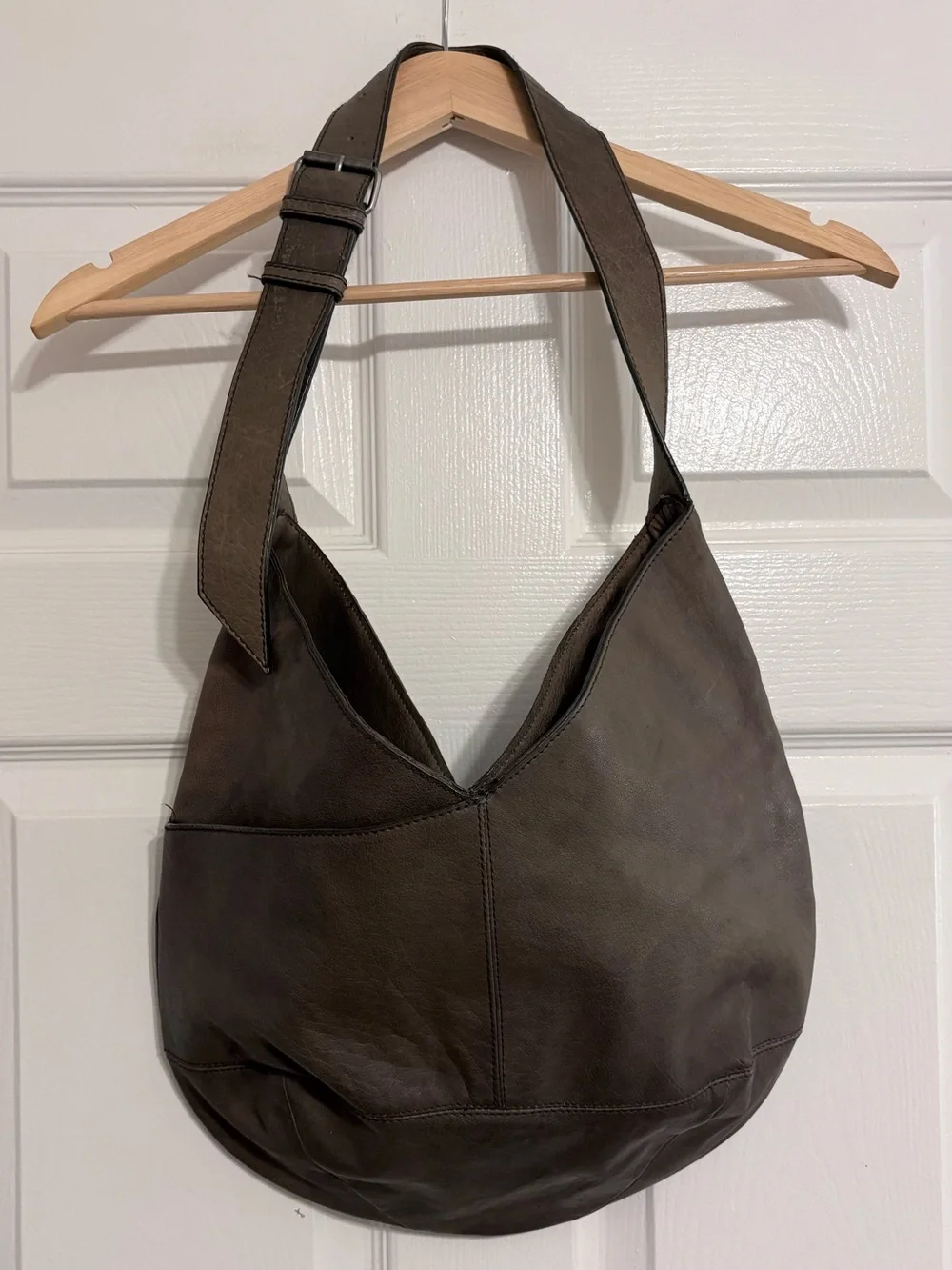 Lucky Brand Olive Brown Leather Hobo Slouchy Shoulder Bag